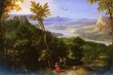 Jan Brueghel el Viejo Painting - Un extenso paisaje con figuras del flamenco Jan Brueghel el Viejo